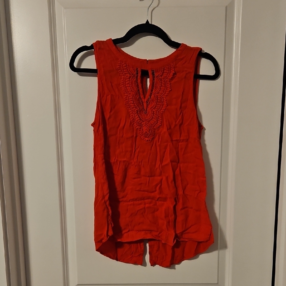 Vibrant Sleeveless Top with Crochet Accent